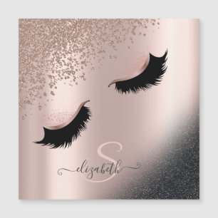 Faux Lashes Black Glitter Diamonds Rose Gold