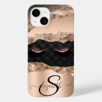 Faux Lashes Black Rose Gold Glitter