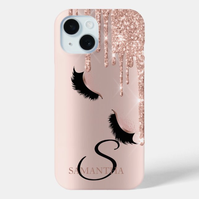 Faux Lashes Glitter  Rose Gold Drips Case-Mate iPhone Case (Back)