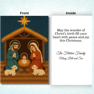 Faux Latch Hook Christmas Nativity Scene Holiday Card