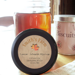 Faux Leaf Cutout Maple Syrup Round Sticker