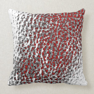 Faux Leather Abstract Mix BLK White & Red Cushion