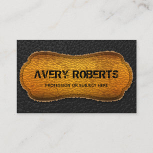 Faux Leather black yellow Elegant geometric Business Card