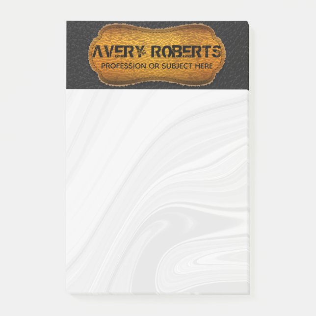 Faux Leather black yellow Elegant luxury Post-it Notes (Front)