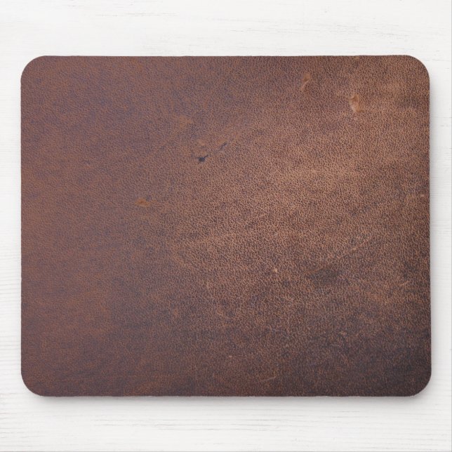 Faux leather, brown with some marks and scratches mouse pad (Front)