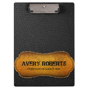 Faux Leather design Black yellow Professional Clipboard