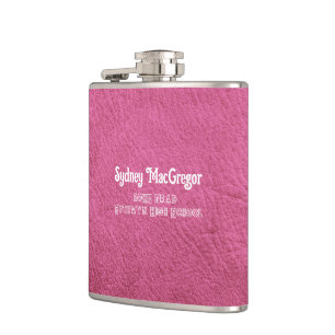Faux Leather Hot Pink Daughter Grad Gift Hip Flask
