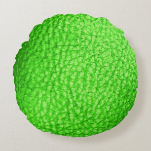 Faux Leather Light Lime Round Cushion