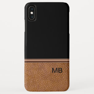 Faux Leather Men's Monogram iPhone XS Max Case
