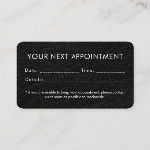 Faux Leather Modern Minimalist Custom Logo Appointment Card
