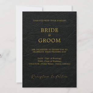 Faux Leather Modern Minimalist Wedding Invitation