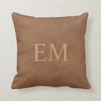 Faux Leather Monogram Cushion