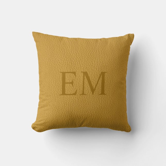 Faux Leather Monogram Cushion (Front)