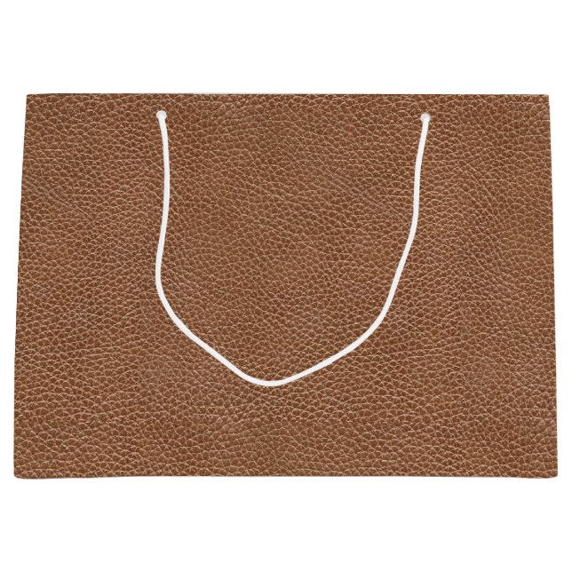Faux Leather Natural Brown Large Gift Bag (Front)