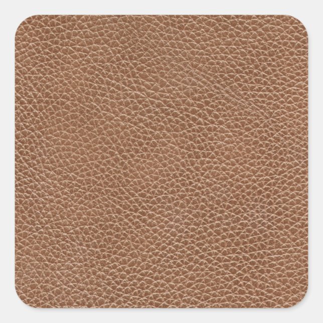 Faux Leather Natural Brown Square Sticker (Front)