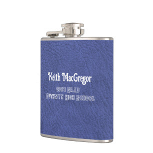 Faux Leather Navy Blue Graduation Gift Hip Flask