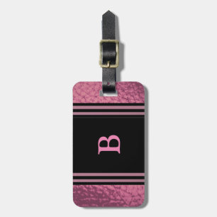 Faux Leather Pink and Black  Design Luggage Tag