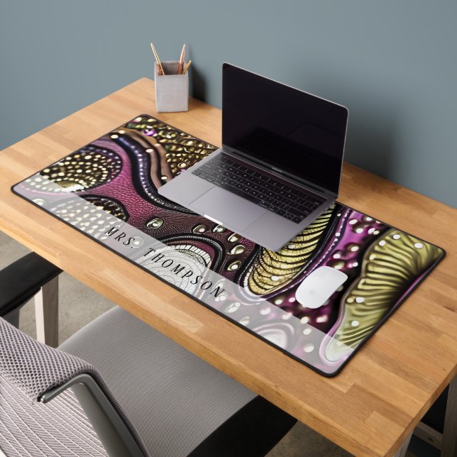 Faux Leather Rhinestone Name Desk Mat (Office 2)