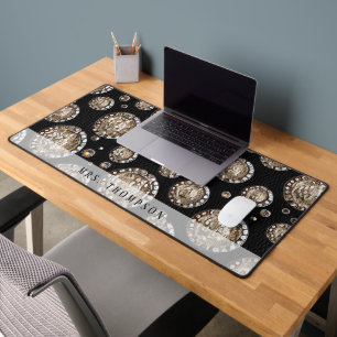 Faux Leather Rhinestones Design Personalised Desk Mat