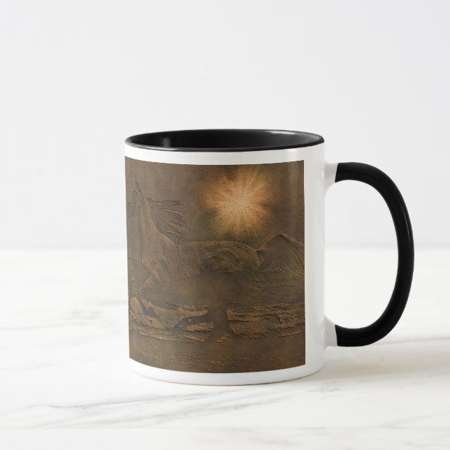 Faux Leather Running Horses Ranch Gift Mug (Right)