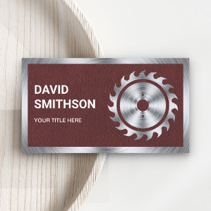 Faux Leather Steel Circular Saw Handyman Carpenter Business Card