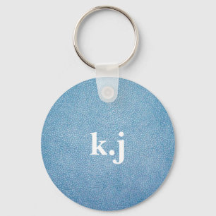 Faux Leather Texture personalised blue Key Ring
