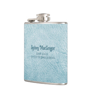 Faux Leather Turquoise Daughter Grad Gift Hip Flask