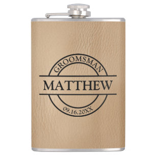 Faux Leather Vinyl Wrapped Flask