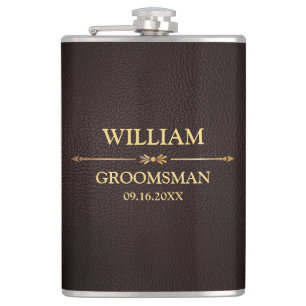 Faux Leather Vinyl Wrapped Hip Flask