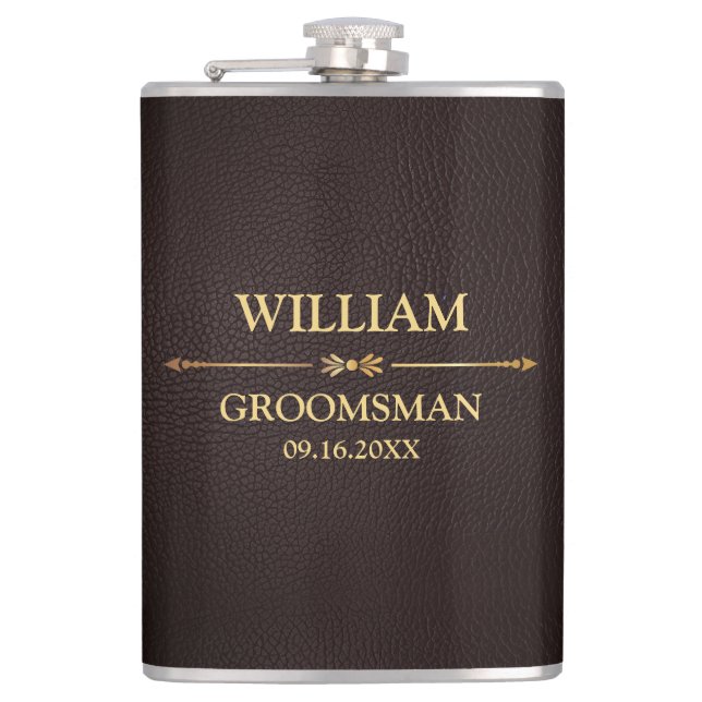 Faux Leather Vinyl Wrapped Hip Flask (Front)