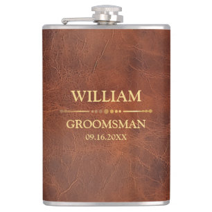 Faux Leather Vinyl Wrapped Hip Flask