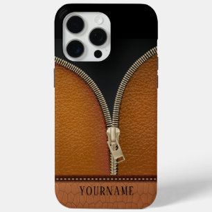 Faux Leather with Zipper iPhone 15 Pro Max Case