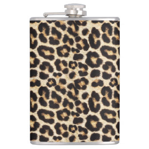 Faux Leopard Fur Fake Fur Realistic Hip Flask