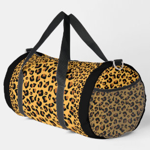 Faux Leopard Print Athletic Gym Travel Carry On Duffle Bag