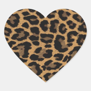 faux leopard print heart sticker