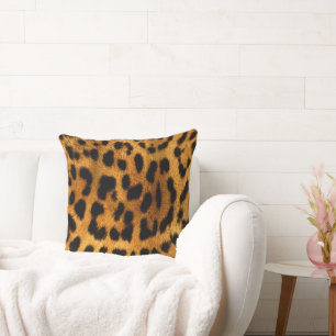 Faux Leopard Skin Throw Pillow