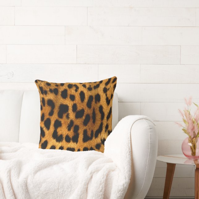 Faux Leopard Skin Throw Pillow (Couch)