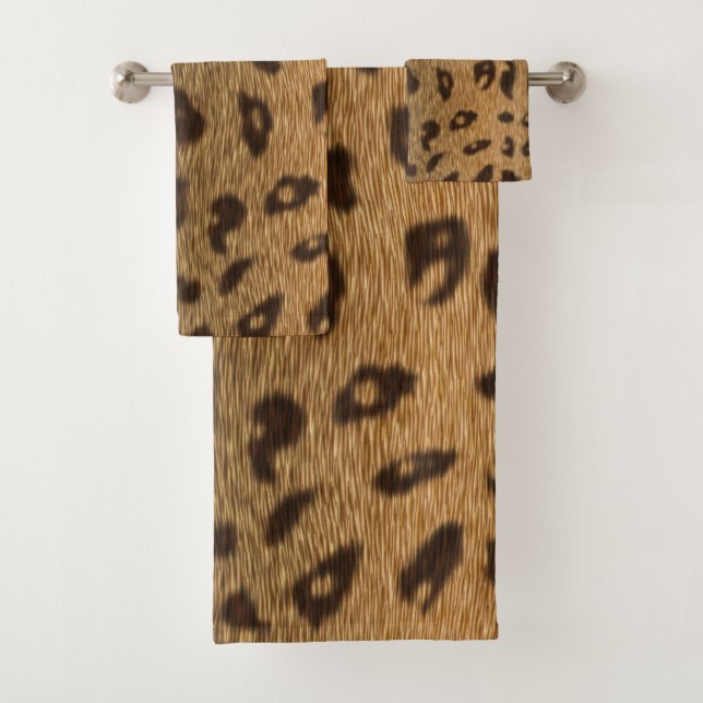 Faux Leopard Spots Fur Bath Towel Set (Insitu)
