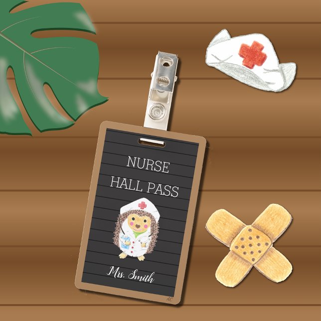 Faux Letter Board Nurse Hedgehog Hall Pass Badge ID Badge (Creator Uploaded)