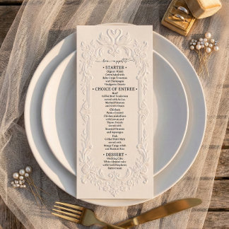 Faux Letterpress Effect Ivory Relief Menu