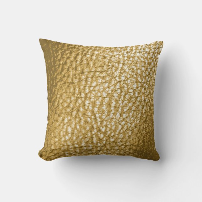 Faux Light Gold Metalic Leather Print-Solid Cushion (Front)