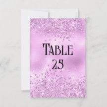 Faux Lilac Glitter and Foil Wedding Table Number
