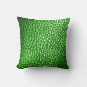 Faux Lime Green Metalic Leather-Solid Cushion