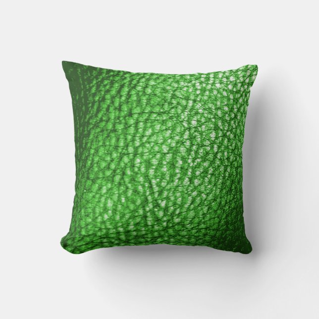 Faux Lime Green Metalic Leather-Solid Cushion (Front)