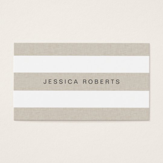 Faux Linen Classic Stripes Pattern Modern Business Card