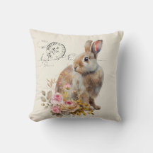 Faux linen french Bunny with roses