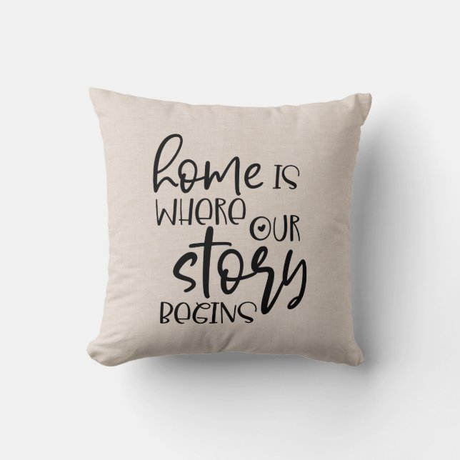 Faux linen home quote  cushion (Front)