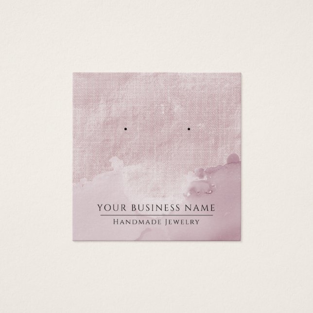 Faux Linen Ink Watercolor Earring Display Cards (Front)