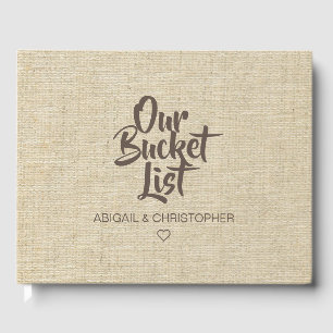 Faux Linen Our Bucket List Couple Keepsake Guest Book
