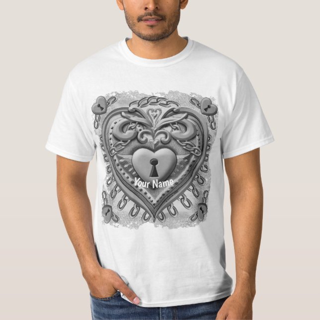 faux Lock Silver Heart   t-shirt (Front)